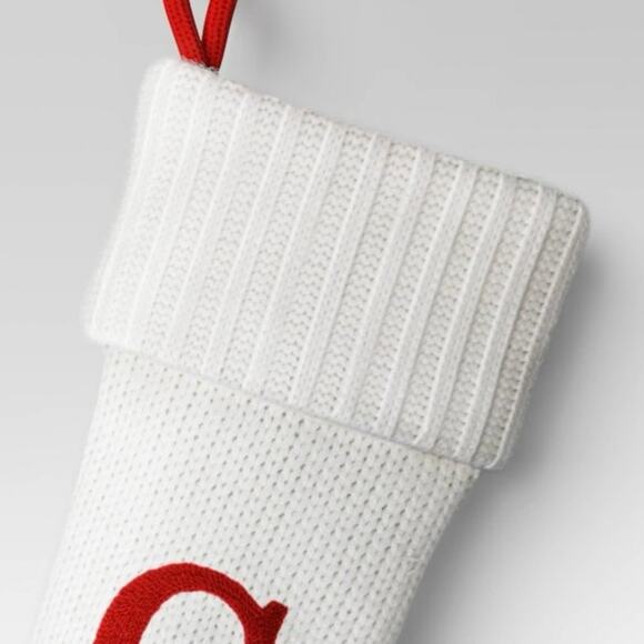 NEW Wondershop Knit Christmas Stocking Monogram G Red White Holiday Festive Cozy - Picture 3 of 5